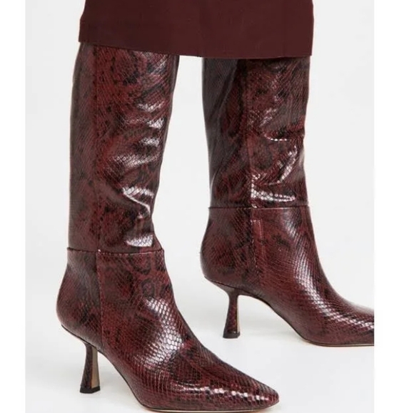 New Sam Edelman Samira Leather Boots in Plum Multi Snake Print | Size 5 - Picture 1 of 11